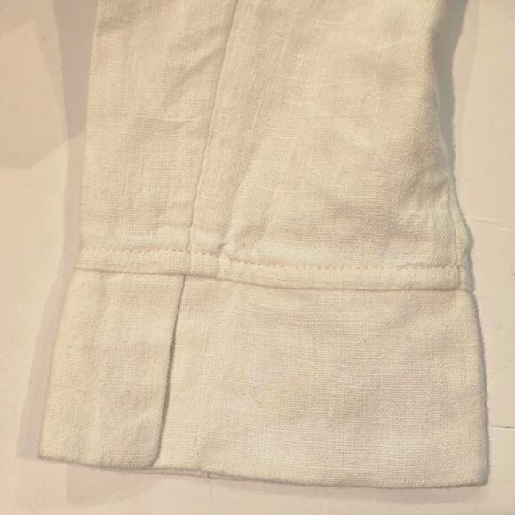 Peruvian Connection Reid White Slub Linen Button-Up Cropped Jacket, Size 18 - Picture 7 of 9